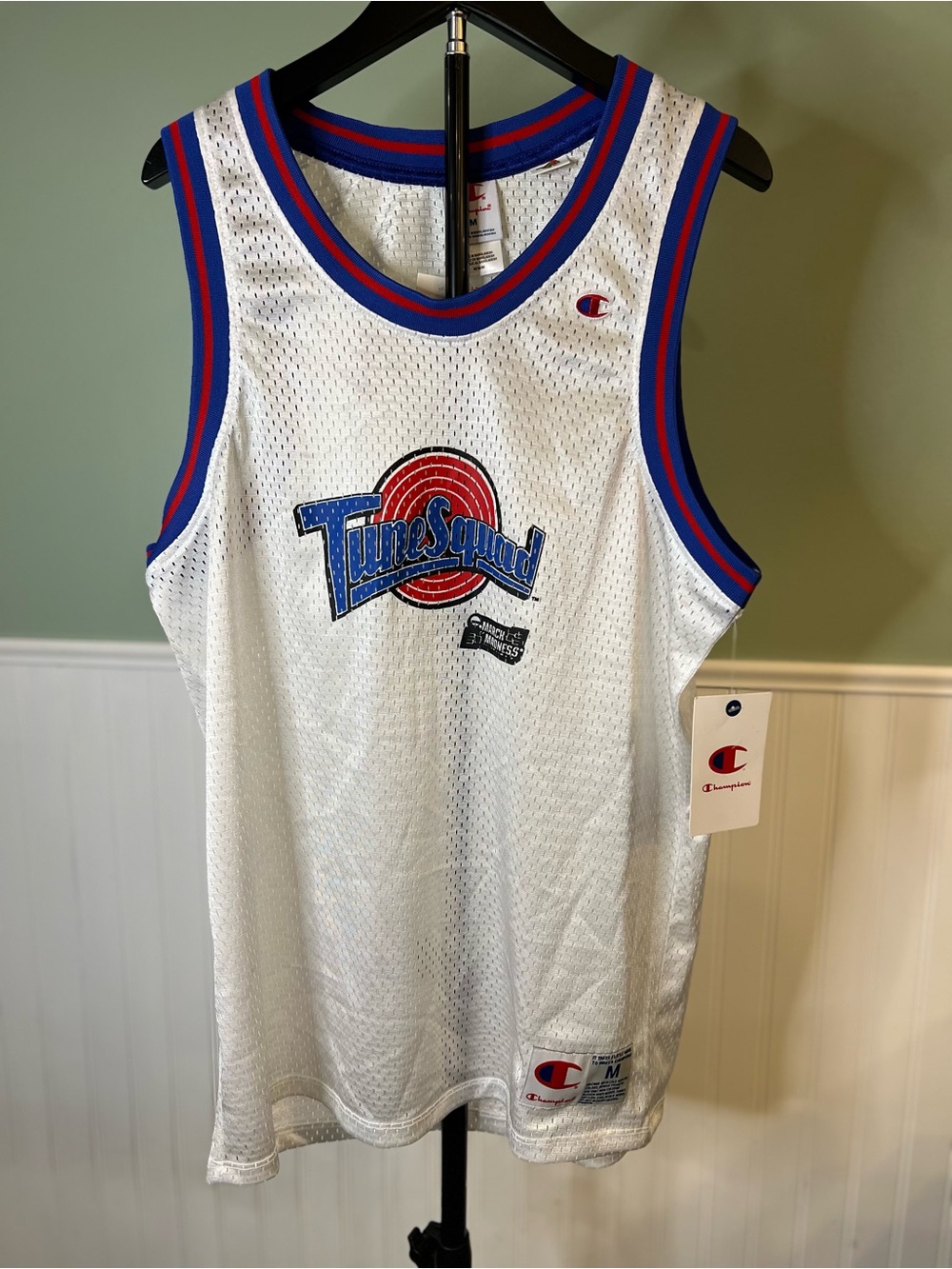 NEW- Champion Adult Tune Squad Space Jam White Mesh Basketball Jersey. Size M